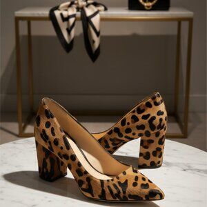 Vince Camuto Leopard Print Block Heel Pumps Size 6M